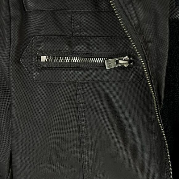 New XRAY Jeans Men US S Brown Faux PU Leather Biker Jacket Zipper Coat - Picture 15 of 17